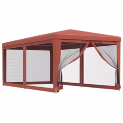 ) vidaXL Party Tent with Mesh Sidewalls Canopy Gazebo Multi Colours Multi Sizes - Red, 296 x 594 x 258 cm (L x W x H
