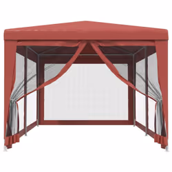 ) vidaXL Party Tent with Mesh Sidewalls Canopy Gazebo Multi Colours Multi Sizes - Red, 296 x 594 x 258 cm (L x W x H