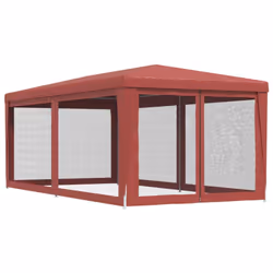) vidaXL Party Tent with Mesh Sidewalls Canopy Gazebo Multi Colours Multi Sizes - Red, 296 x 594 x 258 cm (L x W x H - Additional view 4