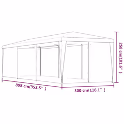 ) vidaXL Party Tent with Mesh Sidewalls Canopy Gazebo Multi Colours Multi Sizes - Red, 300 x 898 x 258 cm (L x W x H