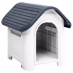vidaXL Dog House Polypropylene Pet Carrier Animal Supply Kennel Cage Blue/Grey - grey