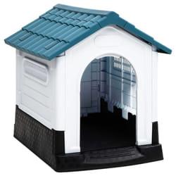vidaXL Dog House Polypropylene Pet Carrier Animal Supply Kennel Cage Blue/Grey - Blue, white, black