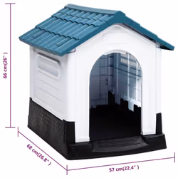 vidaXL Dog House Polypropylene Pet Carrier Animal Supply Kennel Cage Blue/Grey - Blue, white, black - Additional view 7