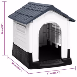 vidaXL Dog House Polypropylene Pet Carrier Animal Supply Kennel Cage Blue/Grey - Grey, white, black - Additional view 7