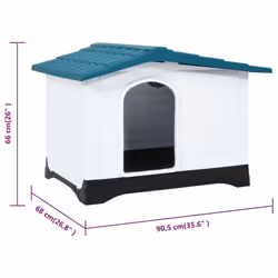 vidaXL Dog House Polypropylene Pet Carrier Animal Supply Kennel Cage Blue/Grey - Blue, white, black - Additional view 7
