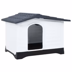 vidaXL Dog House Polypropylene Pet Carrier Animal Supply Kennel Cage Blue/Grey - Grey, white, black