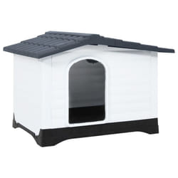 vidaXL Dog House Polypropylene Pet Carrier Animal Supply Kennel Cage Blue/Grey - Grey, white, black