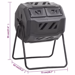 vidaXL Garden Compost Bin Black 160 L Trash Can Fertiliser Container Waste Box - Additional view 6