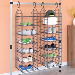 vidaXL 2x Hanging Closet Organiser with 7 Shelves Hanging Wardrobe Organiser