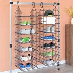 vidaXL 2x Hanging Closet Organiser with 7 Shelves Hanging Wardrobe Organiser