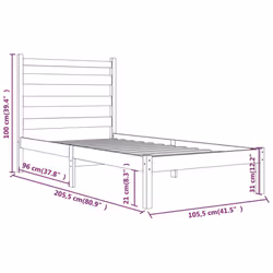 vidaXL Solid Wood Pine Bed Frame Wooden Bedstead Bed Base Multi Colours/Sizes - brown, 100 x 200 cm