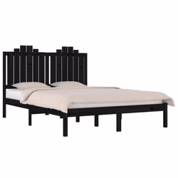 vidaXL Bed Frame Bed Base Bedstead Bedroom Mattress Foundation Solid Wood Pine - black, 140 x 190 cm - Additional view 2