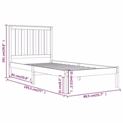 vidaXL Solid Wood Pine Bed Frame Wooden Bedstead Bed Base Multi Colours/Sizes - brown, 75 x 190 cm - Additional view 3
