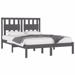 vidaXL Bed Frame Bed Base Bedstead Bedroom Mattress Foundation Solid Wood Pine - grey, 200 x 200 cm - Additional view 2