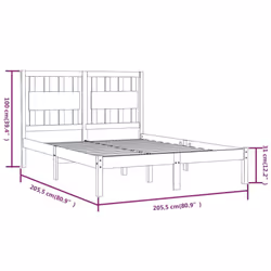 vidaXL Bed Frame Bed Base Bedstead Bedroom Mattress Foundation Solid Wood Pine - grey, 200 x 200 cm - Additional view 5