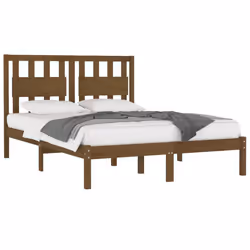 vidaXL Bed Frame Bed Base Bedstead Bedroom Mattress Foundation Solid Wood Pine - honey brown, 200 x 200 cm - Additional view 2