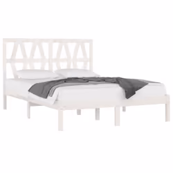 vidaXL Bed Frame Bed Base Bedstead Bedroom Mattress Foundation Solid Wood Pine - white, 120 x 200 cm - Additional view 2