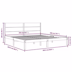 vidaXL Bed Frame Bed Base Bedstead Bedroom Mattress Foundation Solid Wood Pine - brown, 200 x 200 cm - Additional view 3