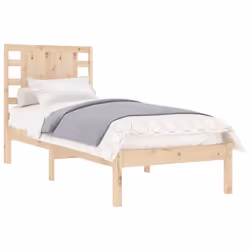 vidaXL Bed Frame Bed Base Bedstead Bedroom Mattress Foundation Solid Wood Pine - brown, 90 x 200 cm - Additional view 2