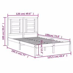 vidaXL Bed Frame Bed Base Bedstead Bedroom Mattress Foundation Solid Wood Pine - brown, 120 x 190 cm - Additional view 3