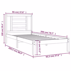 vidaXL Bed Frame Bed Base Bedstead Bedroom Mattress Foundation Solid Wood Pine - brown, 90 x 200 cm - Additional view 5