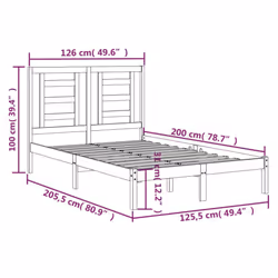 vidaXL Bed Frame Bed Base Bedstead Bedroom Mattress Foundation Solid Wood Pine - brown, 120 x 200 cm - Additional view 3