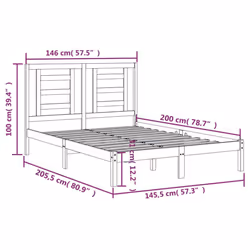 vidaXL Bed Frame Bed Base Bedstead Bedroom Mattress Foundation Solid Wood Pine - brown, 140 x 200 cm - Additional view 5