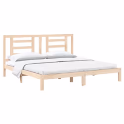 vidaXL Bed Frame Bed Base Bedstead Bedroom Mattress Foundation Solid Wood Pine - brown, 200 x 200 cm - Additional view 2