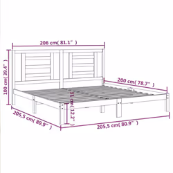 vidaXL Bed Frame Bed Base Bedstead Bedroom Mattress Foundation Solid Wood Pine - brown, 200 x 200 cm - Additional view 3
