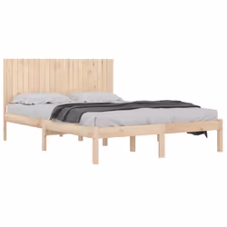 vidaXL Bed Frame Bed Base Bedstead Bedroom Mattress Foundation Solid Wood Pine - brown, 200 x 200 cm - Additional view 2