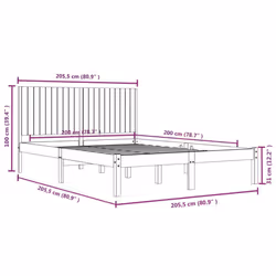 vidaXL Bed Frame Bed Base Bedstead Bedroom Mattress Foundation Solid Wood Pine - brown, 200 x 200 cm - Additional view 5