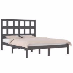 vidaXL Bed Frame Bed Base Bedstead Bedroom Mattress Foundation Solid Wood Pine - grey, 200 x 200 cm - Additional view 2