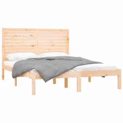 vidaXL Bed Frame Bed Base Bedstead Bedroom Mattress Foundation Solid Wood - brown, 140 x 200 cm - Additional view 2