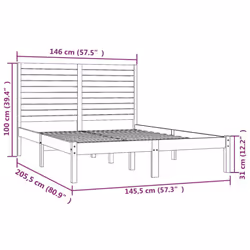 vidaXL Bed Frame Bed Base Bedstead Bedroom Mattress Foundation Solid Wood - brown, 140 x 200 cm - Additional view 3