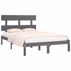 vidaXL Solid Wood Bed Frame Grey 200x200 cm Bedroom Wooden Bedstead Bed Base - Additional view 2