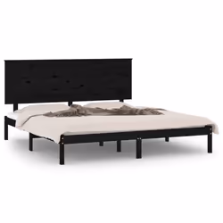 vidaXL Solid Wood Pine Bed Frame Wooden Bedstead Bed Base Multi Colours/Sizes - black, 200 x 200 cm
