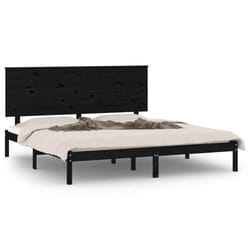 vidaXL Solid Wood Pine Bed Frame Wooden Bedstead Bed Base Multi Colours/Sizes - black, 200 x 200 cm