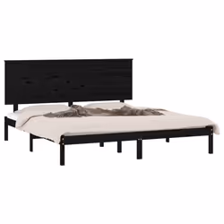 vidaXL Solid Wood Pine Bed Frame Wooden Bedstead Bed Base Multi Colours/Sizes - black, 200 x 200 cm