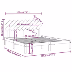 vidaXL Solid Wood Bed Frame Home Wooden Bed Base Bedstead Multi Colours/Sizes - brown, 180 x 200 cm - Additional view 3