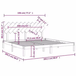 vidaXL Solid Wood Bed Frame Home Wooden Bed Base Bedstead Multi Colours/Sizes - brown, 200 x 200 cm