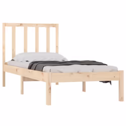 vidaXL Solid Wood Pine Bed Frame Wooden Bedstead Bed Base Multi Colours/Sizes - brown, 75 x 190 cm - Additional view 2