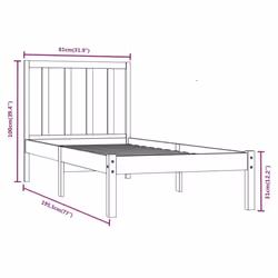 vidaXL Solid Wood Pine Bed Frame Wooden Bedstead Bed Base Multi Colours/Sizes - brown, 75 x 190 cm - Additional view 3