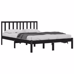 vidaXL Solid Wood Pine Bed Frame Wooden Bedstead Bed Base Multi Colours/Sizes - black, 140 x 190 cm - Additional view 2
