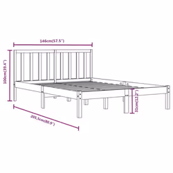 vidaXL Solid Wood Pine Bed Frame Wooden Bedstead Bed Base Multi Colours/Sizes - black, 140 x 190 cm - Additional view 5