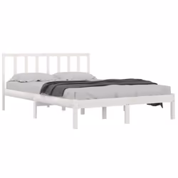 vidaXL Solid Wood Pine Bed Frame Wooden Bedstead Bed Base Multi Colours/Sizes - white, 140 x 200 cm - Additional view 2