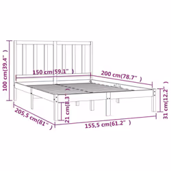 vidaXL Solid Wood Pine Bed Frame Bedstead Platform Bed Multi Colours/Sizes - white, 150 x 200 cm