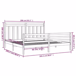 vidaXL Solid Wood Bed Frame Bedroom Bedstead Bed Base Multi Colours/Sizes - grey, 200 x 200 cm - Additional view 3