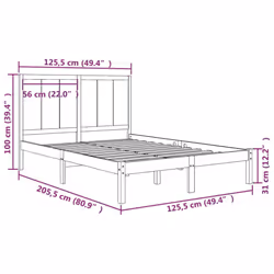 vidaXL Bed Frame Bed Base Bedstead Bedroom Mattress Foundation Solid Wood Pine - brown, 120 x 200 cm - Additional view 4