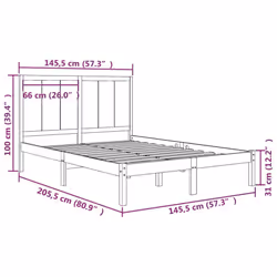 vidaXL Bed Frame Bed Base Bedstead Bedroom Mattress Foundation Solid Wood Pine - brown, 140 x 200 cm - Additional view 4