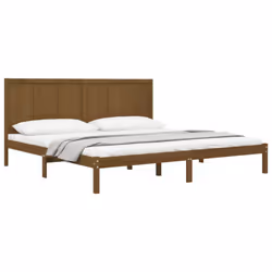 vidaXL Bed Frame Bed Base Bedstead Bedroom Mattress Foundation Solid Wood Pine - honey brown, 200 x 200 cm - Additional view 2